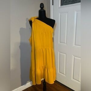 Rebdolls Vibrant Yellow One-Shoulder Dress